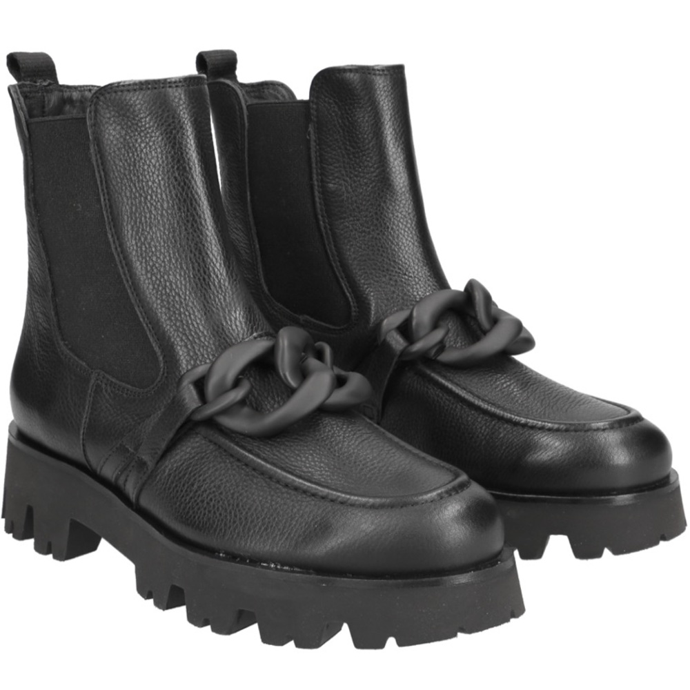 Paul Green Chelsea boots. Black leather. Front Chain. Brand new